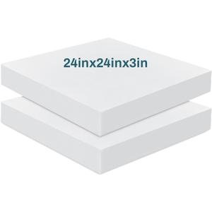 Frienda 2 Pack 3" x 24" x 24"Upholstery High Density Foam Cushion Replacement Square Cut to Size Foam Couch for Chair Couches Padding Shipping Packing DIY Cosplay Projects(White)