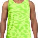 Zengjo Mens Tank Tops Workout Sleeveless Shirts Quick Dry Running Gym Mesh Muscle Tanks (Medium, Neon Green)