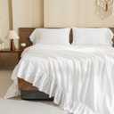 Queen's House White Ruffles Bed Sheet Set Cotton 4-Piece King Size-Style G