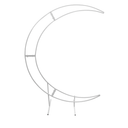 Metal Crescent Moon Wedding Arch Stand, Curved Flower Balloon Frame，Dreamy and Romantic Backdrop Stand for Birthday Party, Graduation and Bridal Shower Photo Background Decor (White, 7-ft Height