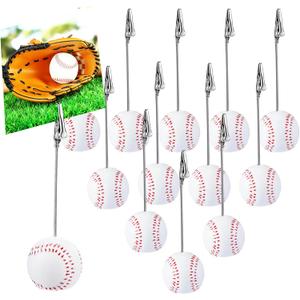 Jetec 12 Pcs Resin Sports Ball Base Memo Clips with Alligator Wire Table Number Card Place Holders Photo Stand for Office Menu Wedding Party Events Decoration(Baseball)