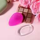 2Pcs Silicone Makeup Sponge, Reusable Jelly Makeup Applicator Non-Absorbent Silicone Powder Puff Washable Cosmetic Applicator for Foundation, Concealer, Cream, Blush, Highlighter (Pink Clear)