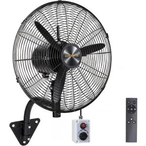 Wall Mount Fan, 20 Inch Oscillating Fan with Remote, 9-Speed & 3 Modes, 4500 CFM High Velocity Heavy Duty IP55 Waterproof Electric Fan for Outdoor Indoor Commercial, Industrial, Residential Use