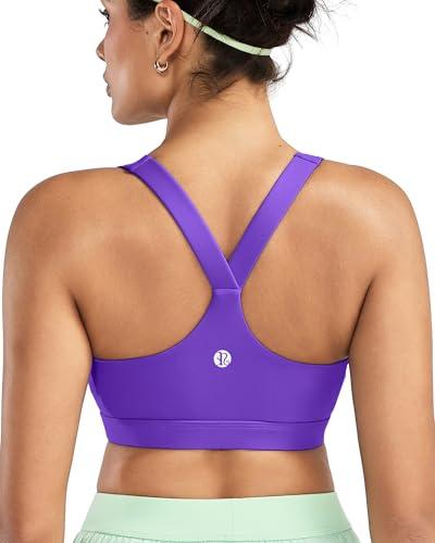 RUNNING GIRL Sports Bras for Women, Molded Cup High Impact Sports Bra Workout Bras for Women High Support Racerback(WX3046 Violet XXL)