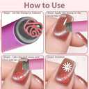 28PCS Nail Art Stamp Pen Set, Flower Butterfly Rose Nail Stamping Kit, DIY Stamper Nail Art Tools with Different Patterns for Women Girls