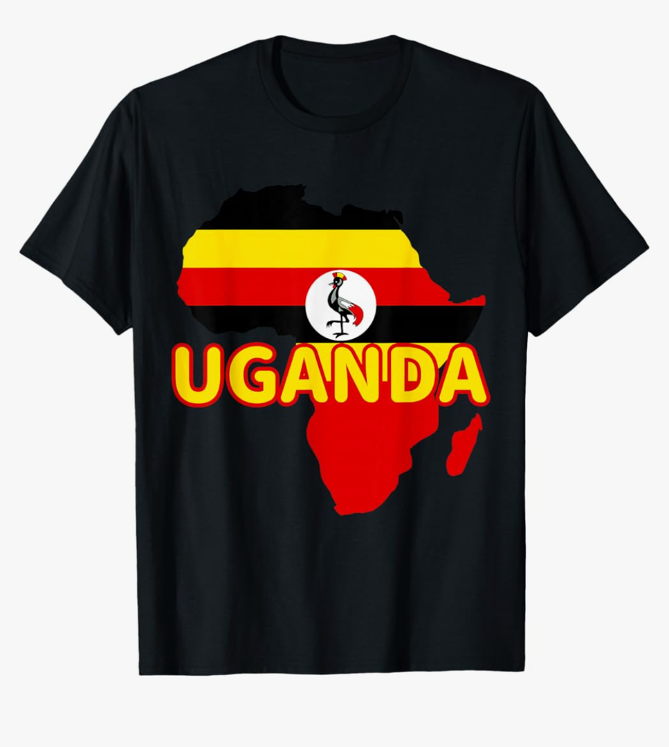Uganda Ugandan Pride Flag Map Africa Print T-Shirt, Size S