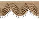 ELKCA Double-Sided Chenille Valance for Living Room,Coffee Curtains Valance with Beads for Bedroom,Rod Pocket (W79Inch,1 Panel)
