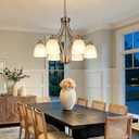6-Light Brushed Nickel Opal White Glass Pendant Lighting for Dining Room