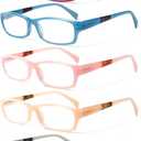 Kerecsen Reading Glasses 5 Pairs Fashion Ladies Readers Spring Hinge with Pattern Print Eyeglasses for Women (Mix Color -9, 2.25)