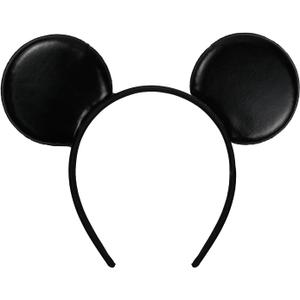 JIAHANG Mouse Ear Headband for Unisex Adult (Pu Black)