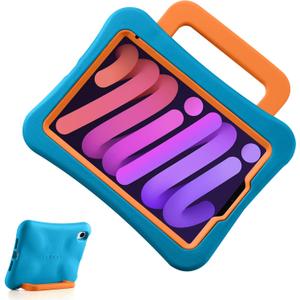 Kids Case for iPad Mini 7 (A17 Pro) 2024 /iPad Mini6 2021, Light Weight Heavy Duty/Shockproof/Drop Proof with Handle/Kickstand, Child Friendly Cover for iPad Mini 7th/6th Gen 8.3inch (Blue)