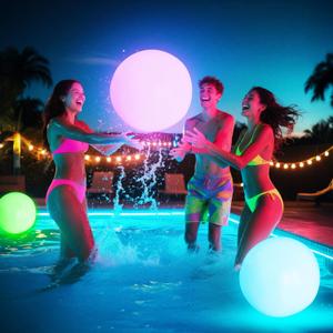 Pool Toys - 16" Light Up Beach Ball, 1/2/4 Pack Glow in The Dark Balls with 8 LED Modes, Pool Games for Adults, Teens and Kids, LED Ball for Outdoor or Indoor Activities