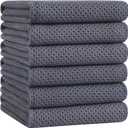 Homaxy 100% Cotton Oversized Waffle Weave Kitchen Dish Towels, Ultra Soft Absorbent Quick Drying Cleaning Towel, 20 x 28 Inches, 6-Pack, Dark Grey