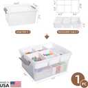 Citylife 17 QT Plastic Storage Box with Removable Tray Craft Organizers and Storage Clear Storage Container for Organizing Bead, Tool, Sewing, Playdoh