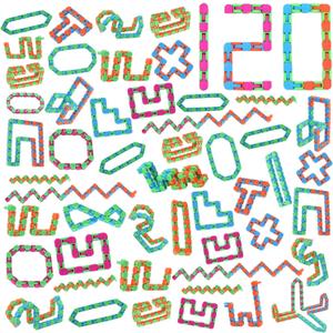 Vanblue 120Pcs Fidget Toys Wacky Tracks Bulk for Kids Snap Fidgets Click Finger Sensory Snake Puzzles Toys Gifts for Toddle Adult Autism Stress Relief Classroom Goodie Bag Stocking Stuffers Travel