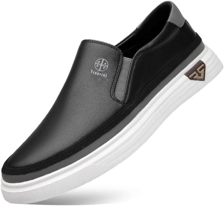 Trsorini Mens Casual Shoes Soft Comfortable Flat Lightweight Moccasin Classic Breathable Leather Men's Shoes (9.5)