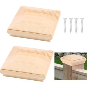 4x4 Wood Post Caps - Durable Fence & Mailbox Topper for Outdoor Decks and Fence Posts, 2-Pack (2)