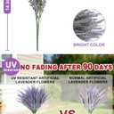 TURNMEON 20 Bundles Artificial Lavender Flowers for Outdoors Summer Decor,UV Resistant No Fade Fake Plants Plastic Faux Plants for Home Window Box Planter Porch Garden Home Cemetery Decor (Gray Purple)