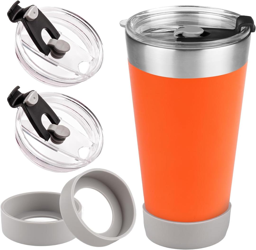 2Pack Replacement Lids Compatible with Stanley 16oz Adventure Beer Pint Glass (Grey-2Lid+2Boot)