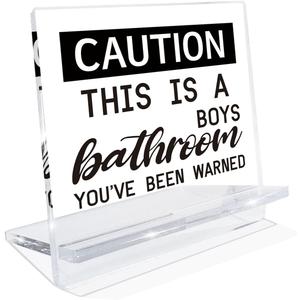 Reminder Signs, This is A Boys Bathroom Sign, Funny Tabletop Decor for Toilet Washroom, Home Acrylic Decorations, Desktop Decors, Kids Son Bathroom Decor 4.3x3.9x2.5 inches