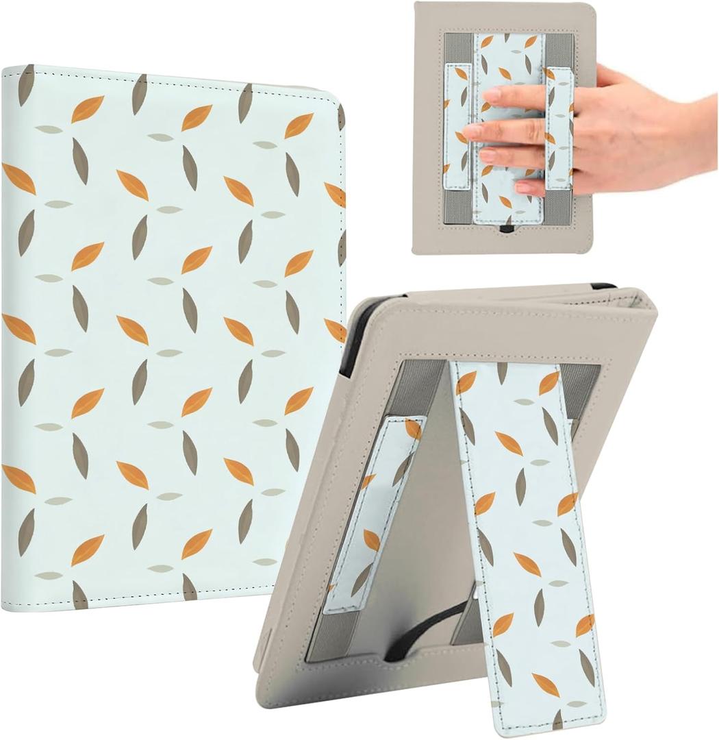 ForeverSong Magnetic Case for Kindle Paperwhite (6.8"/7") - Auto Wake/Sleep Cover with Dual Hand Strap, Card Pocket and Stand Feature, Compatible with Kindle colorsoft 2024.Blue Grid