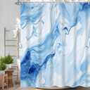 Gradient Blue Marble Abstract Shower Curtain Modern Ombre Printed Bath Curtain Waterproof Washable Fabric Bathroom Bathtub Decor Shower Curtain Set with Hooks 72x72 Inch (Style 38-blue)