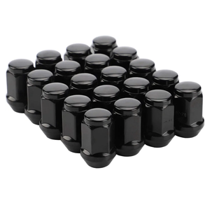 Richeer 20PCS 1.38 inch Black 1/2-20 Closed End Bulge Acorn Lug Nuts - Cone Seat - 19mm Hex One-Piece Wheel Lug Nut for Bronco Mustang Ranger Safari YJ TJ KJ KK ZJ WJ WK XK MJ XJ