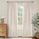 100% Blackout Curtains for Bedroom, Black Out Curtains 84 Inch Long, Clip Rings Linen Blackout Drapes, Thermal Insulated Room Darkening for Living Room, 2 Panels - Cream,W50xL84