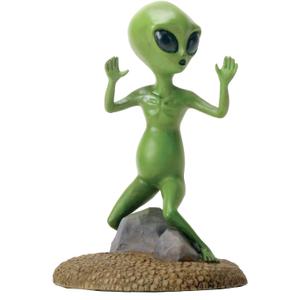 YTC Small Green Colored Alien Figurine Statue with Hands Up Escaping