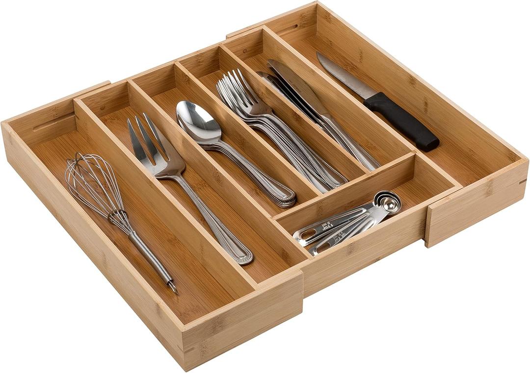 Honey-Can-Do Expandable Medium Silverware Drawer Organizer, Bamboo KCH-07644 Natural