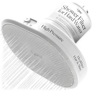 Qure Shower Filter Head for Hard Water, healthier Hair, Skin & Nails, Reduces 99% Chlorine, High Pressure Showerhead, Improve your Beauty and Skincare Routine, Dermatologist-approved - White