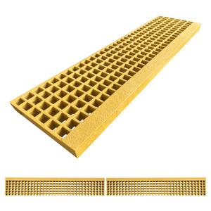 2 Pcs 48x10.7x1.5in Fiberglass Stair Tread Drain Grating Grit Top