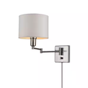 Globe Electric Anderson 1-Light Brushed Steel Plug-In or Hardwire Wall Sconce