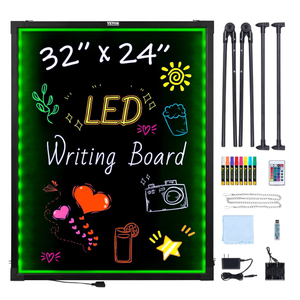 VEVOR 32"x24" LED Message Writing Board, Menu Sign Boards, Illuminated Erasable Lighted Chalkboard, Neon Effect Drawing Panel with 8 Fluorescent Chalk Markers and Remote Control
