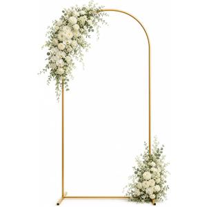 7.2 FT Wedding Arch Backdrop Stand, Stable Heavy Duty Metal Wedding Arch Frame for Ceremony, Reinforced Balloon Arch Stand for Birthday Party & Baby Shower, Gold