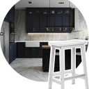 Signature Solid Wood Saddle-Seat Kitchen Counter-Height Stool, 24-Inch Height, White - Set of 2
