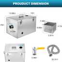 IRONWALLS 8LBS Top Inlet Commercial Grease Interceptor, Stainless Steel Grease Trap 4 Gallon, Under Sink Grease Trap Waste Water Oil-water Separator for Restaurant, Cafe, Canteen, Factory, Kitchen