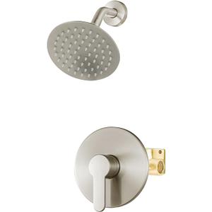 Shower Faucet Set Brushed Nickel, Shower Valve Kit with 6 Inch Showerhead