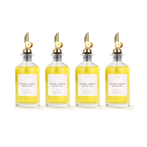 Molimoli Glass Olive Oil Cruet Set - 350ml Bottles With Weighted Pourers, Set of 4