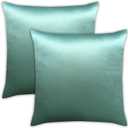 AVKA Studio Heavy Quality Satin Throw Pillow Covers - Dull Aqua Blue - Set of 2-18x18 Decorative Pillow Covers - with Lining and Zipper Closure - Faux Silk Luxury Toss Pillow for Bed Sofa - No Insert