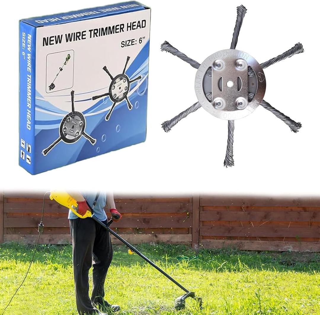 2025 Universal 6-Inch Trimmer Head - Steel Wire Replacement for Most Weed Eaters & Lawn Mowers | Heavy Duty Brush Cutting | Quick Tool-Free Install