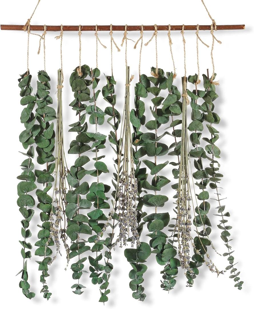 Bathroom Decor Real Eucalyptus for Shower and Lavender Fresh Eucalyptus Stems Wall Hanging Decor Fragrance Greenery Wall Hanging for Wedding Decor,Bedroom,Living Room,Kitchen,Boho Home Decor (A)