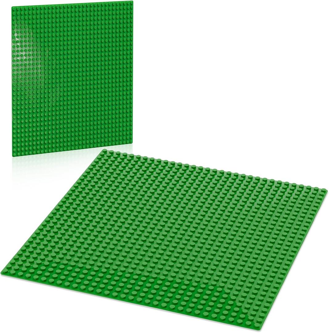 3 Pieces Pokiiulk  Baseplates for Bricks, Classic Green Building Base Plates, 10"x 10" (32Studs Each Side), Compatible with All Major Brands
