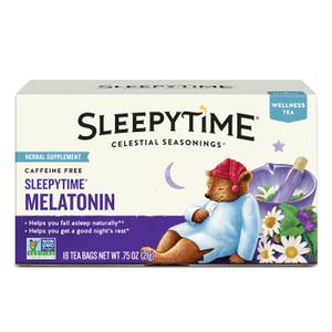 Celestial Seasonings Sleepytime Tea Plus Melatonin, Caffeine Free, Celestial Seasonings Herbal Tea, 18 Bag Box BBD: 10-17-27