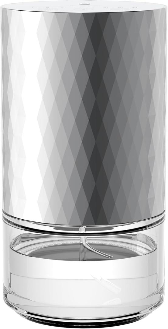 Airversa Essential Oil Diffuser Waterless Aromatherapy Diffusers for Home Large Room, Bedroom, Car, Office, Desk, Battery Operated, Small Diffuser for Pure Scent, 100mL Capacity, AN5 (Silver) (Glossy Silver Shiny)