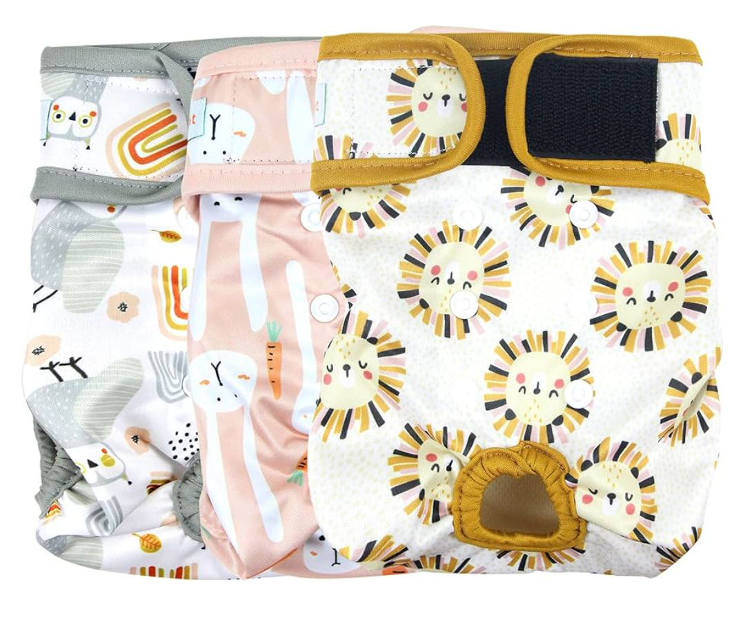 Langsprit Washable Female Dog Diapers (3 Pack) - Doggie Reusable Small Medium Large Dog Diapers for Doggy Puppy Female in Period - Highly Absorbent Dog Heat Panties (Small, Waist:0-10 inches)