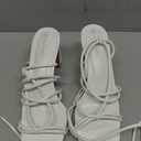 ALICEPUB Women's Chunky Block Heels Strappy Heels Square Open Toe Heeled Sandals Short Heels Comfortable Dressy Shoes Wedding Bridal Party, Size 8.5