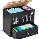 Wood Tampon Organizer Box with Dividers Stylish Storage for Feminine Products Cotton Swabs Toiletries Versatile Bathroom Vanity
