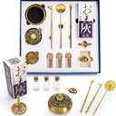 12 Pcs Incense Burner Kit, Brass Powder Ash Making Set with Censer, Chinese Incense Art Mold Press Tool, Home Fragrance Holder in Gift Box for Relaxation, Meditation, Yoga, Aromatherapy