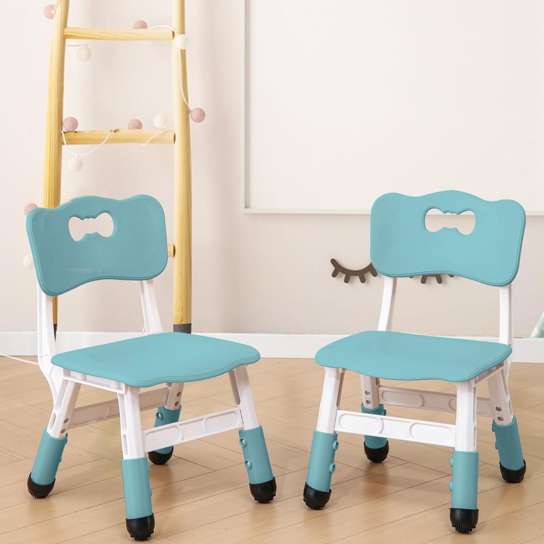 Adjustable Kid Chairs Indoor 3 Level Adjustable Suitable for Children Age 2-6. Maximum Load-Bearing 220LBS Suitable for Family Classroom and Nursery Child Seat Set (2-Pack-Ink Blue)